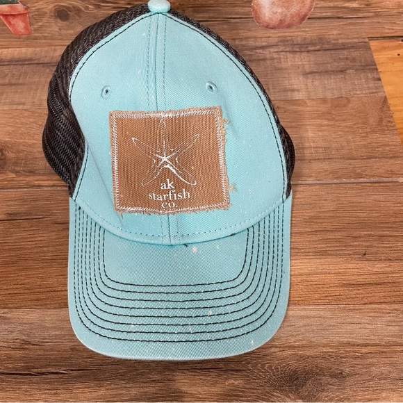 Alaska starfish co trucker hat bleach splattered blue - Picture 2 of 6